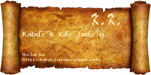 Kabók Kálmán névjegykártya